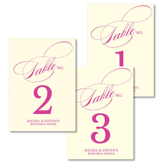 Romantic Script Table Number Cards